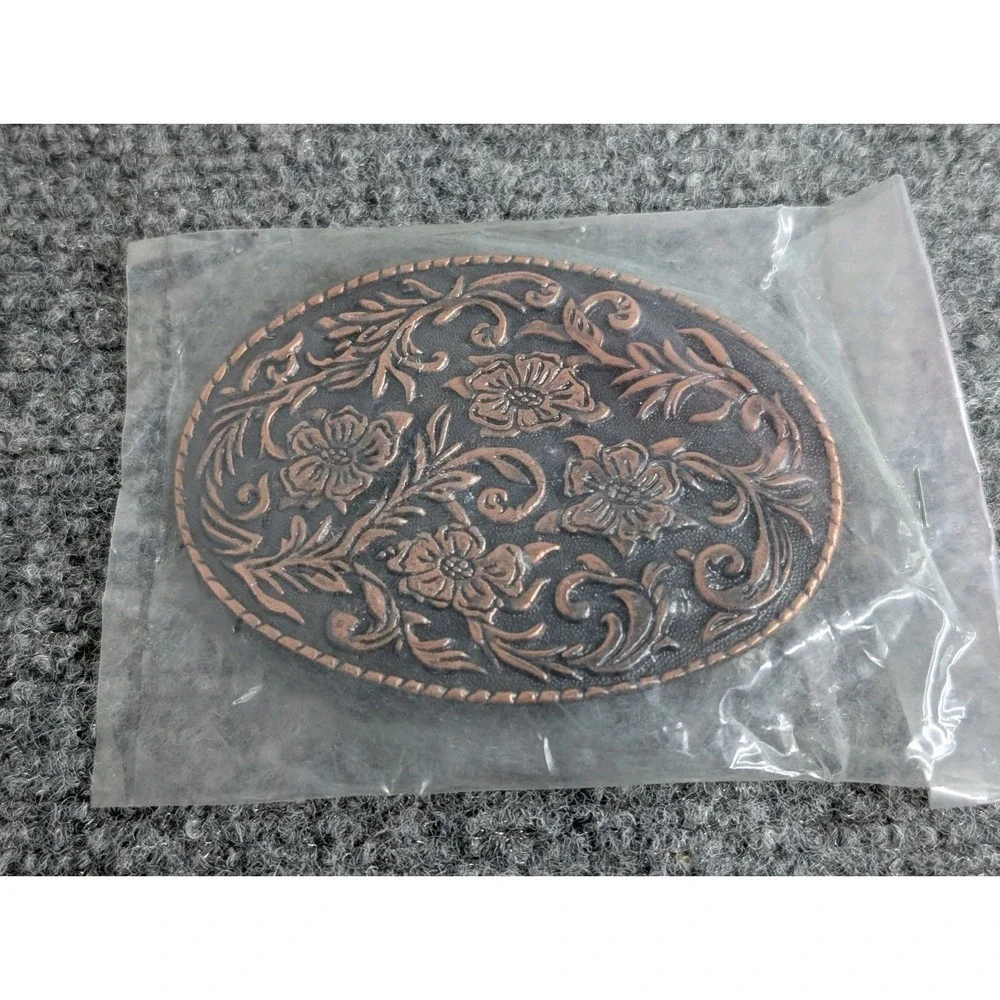 NEW Bronze Floral‎ Cowgirl Rodeo Large Belt Buckle Made In Hong Kong Western